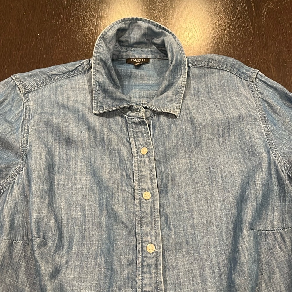 Talbots Plus light denim-look long top